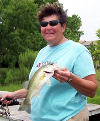 Andrea with an LBJ bass